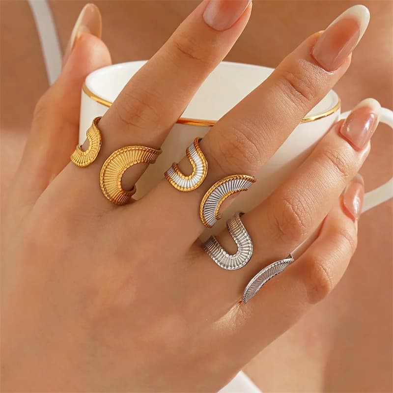 Cincin Gelang Boleh Laras Berongga Tidak Sekata Keluli Tahan Karat
