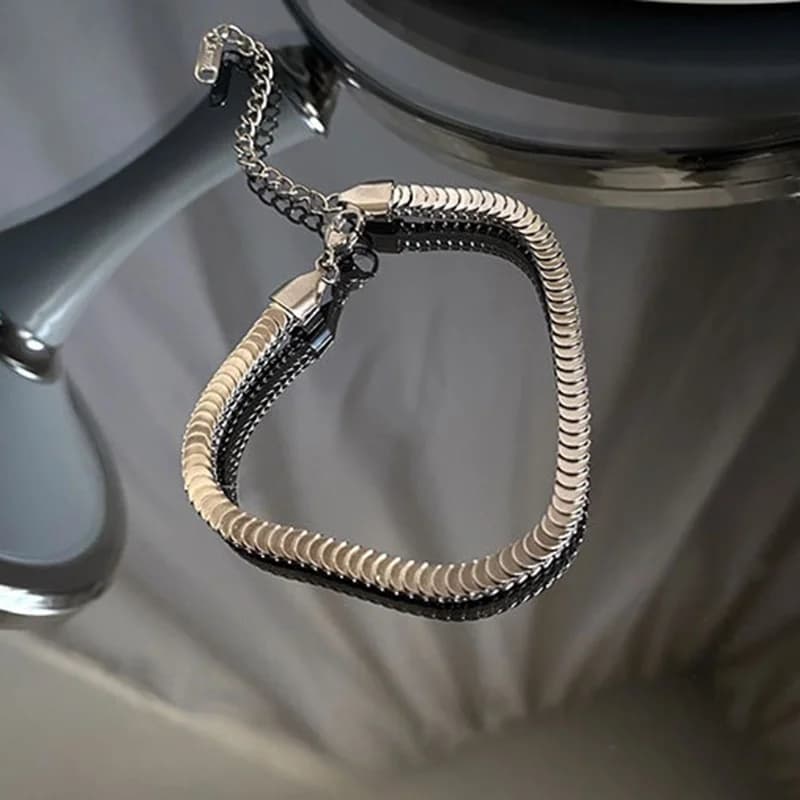 Gelang Rantai Ular Keluli Tahan Karat Warna Perak