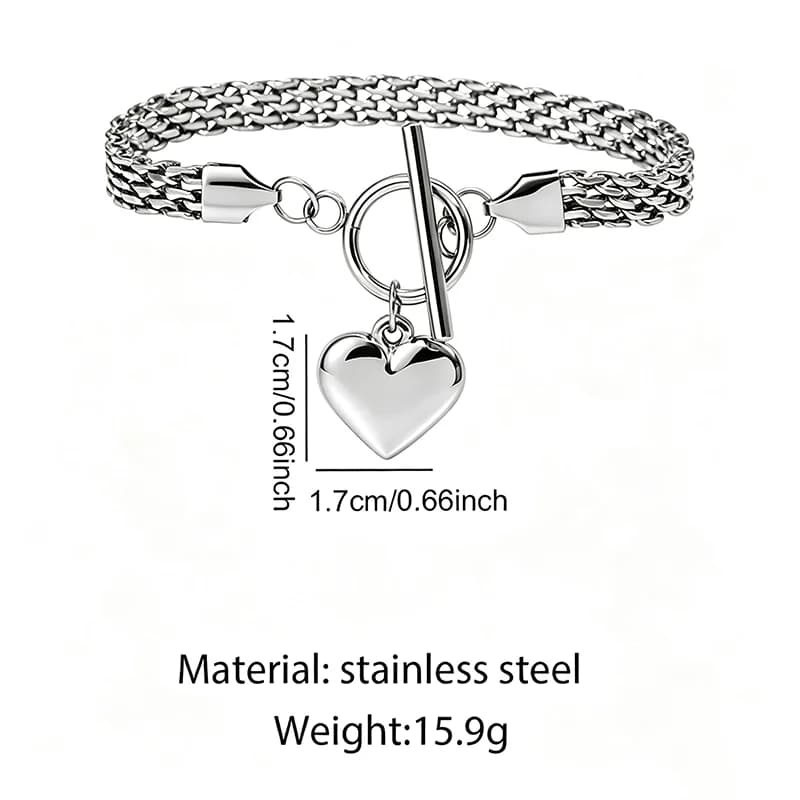 Gelang Bangle Loket Hati Keluli Tahan Karat