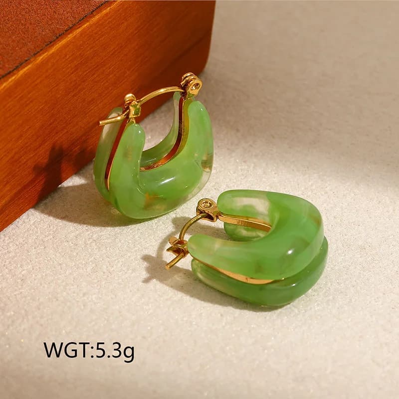 Anting-anting Butang Amber Jatuh Air Vintage