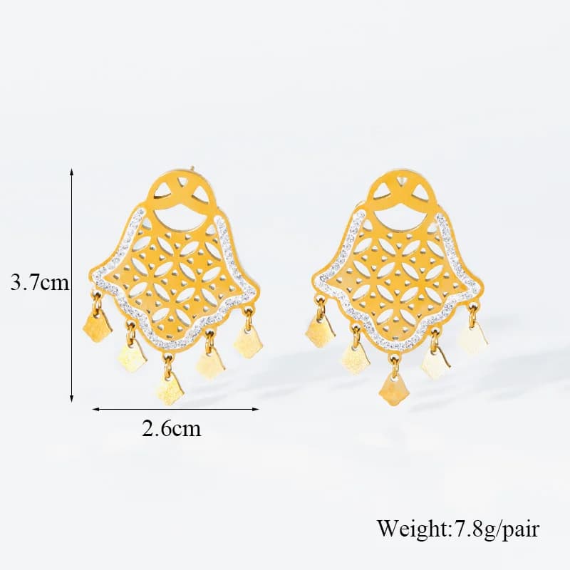 Set Rantai Leher & Anting-Anting Charm Mata Tangan Vintage