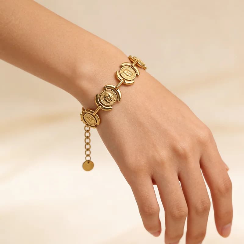 Gelang Rantai Bulat Warna Emas