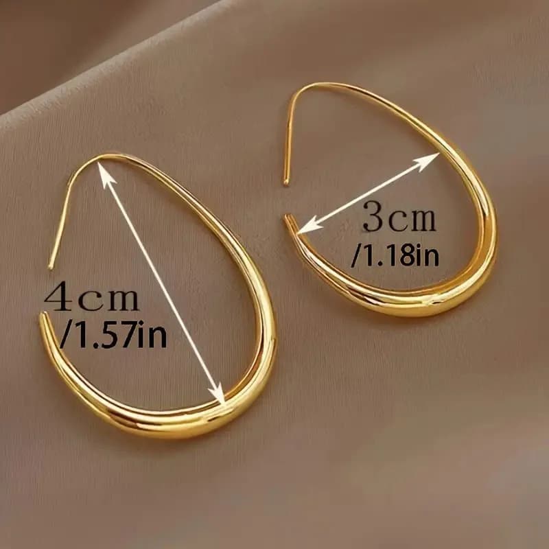 Anting-anting Stud Bentuk C, Keluli Tahan Karat Bersalut Emas