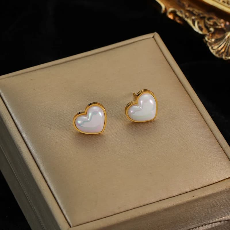 Anting-anting Mutiara Bentuk Hati, Keluli Tahan Karat