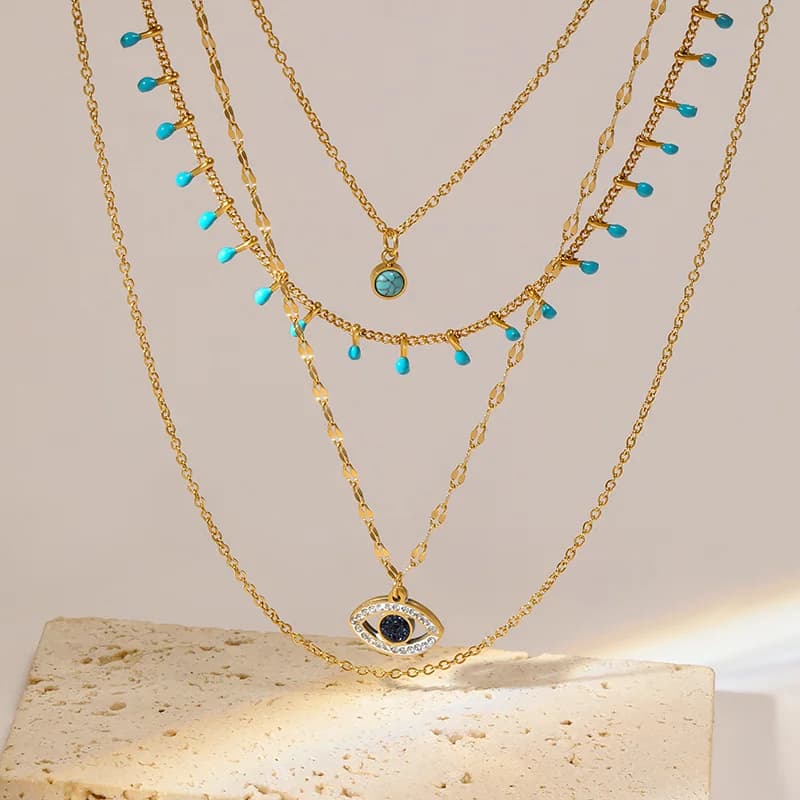 Kalung Loket Mata Biru Berlapis