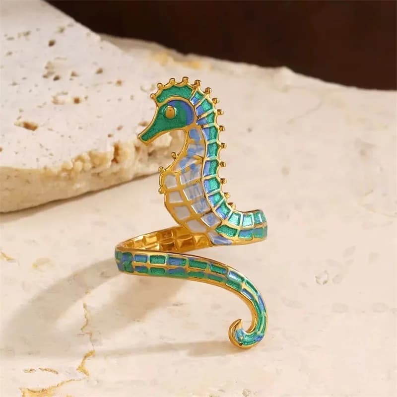 Cincin Boleh Laras Terbuka Beruk Laut Enamel