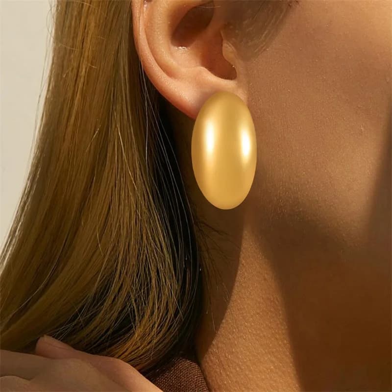 Anting-anting Stud Bentuk Hati Geometrik Warna Emas