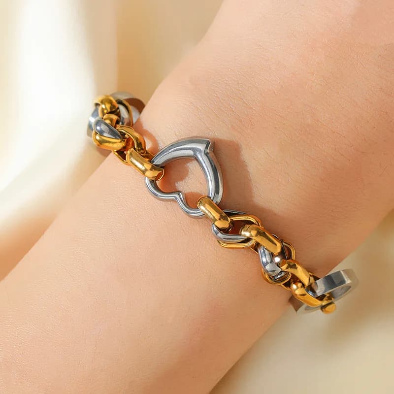 Gelang Rantai Link Warna Emas dan Perak
