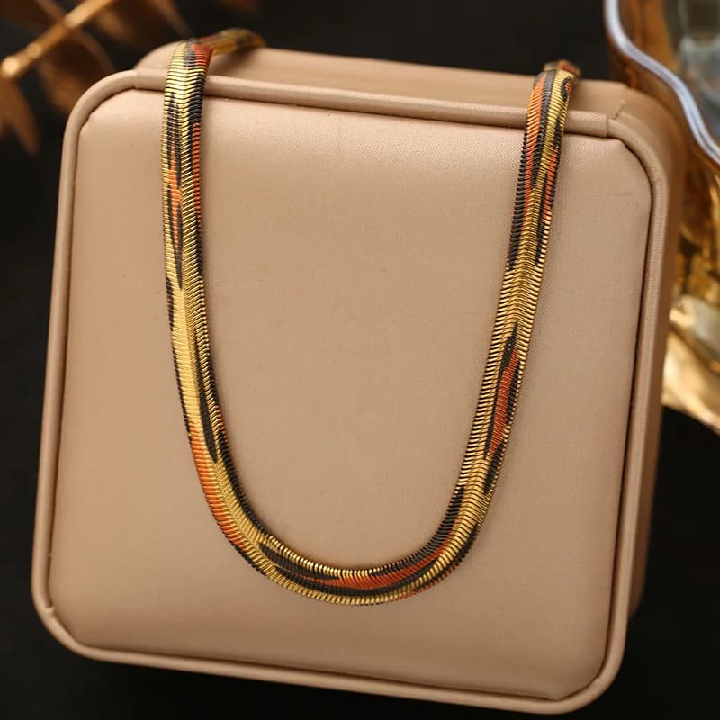 Set Kalung dan Gelang Rantai Ular Rata