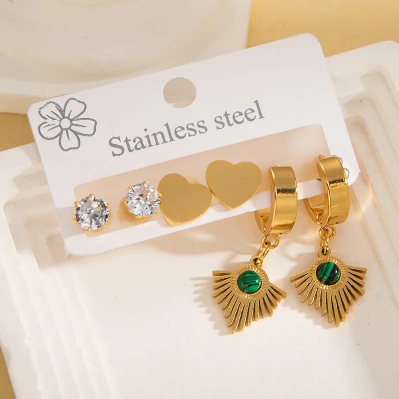 Anting-anting Permata Hijau Batu Vintage