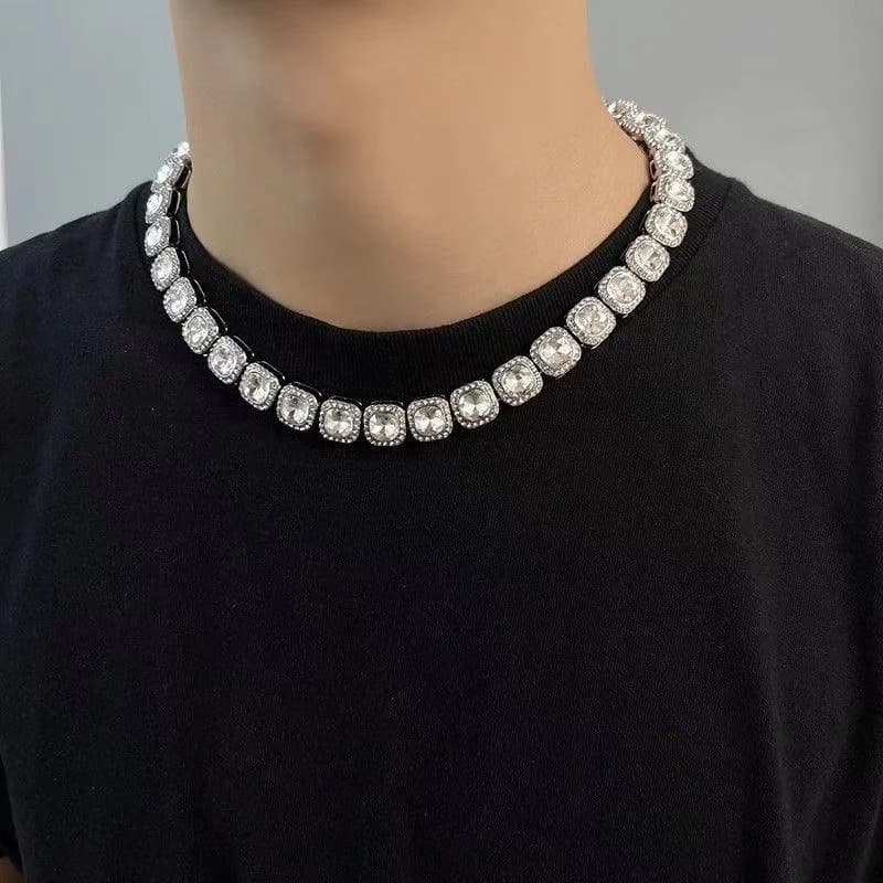 Kalung Rantai Cuba Zirkon Keluli Tahan Karat 316L