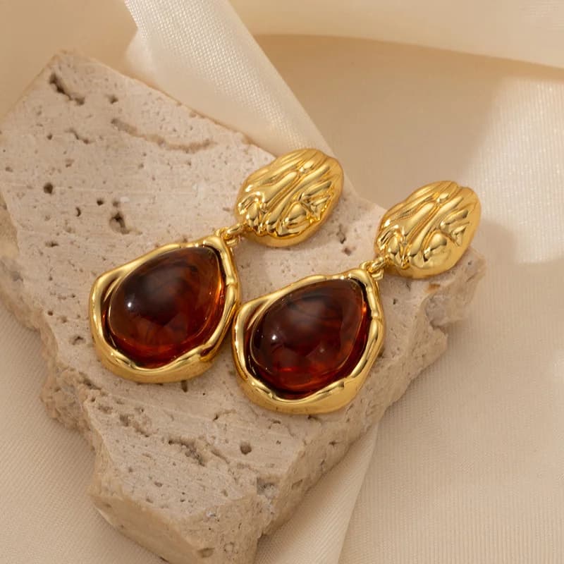 Anting-anting Gantung Matahari Bintang Amber Vintage