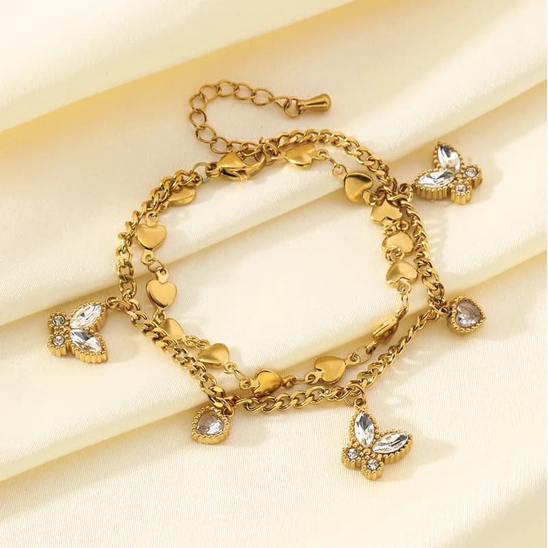 Gelang Tangan Rantai Kupu-kupu Zirkonia Kubik
