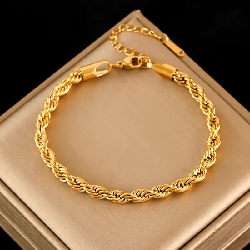 Gelang Rantai Bead Wound, Bersalut Emas