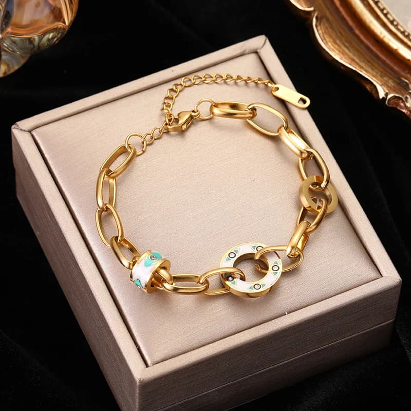 Gelang Bangle Berlapis Emas dengan Charm