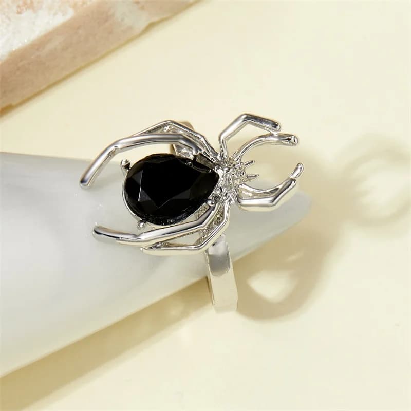 Cincin Terbuka Boleh Laras Kristal Zirkon Labah-labah