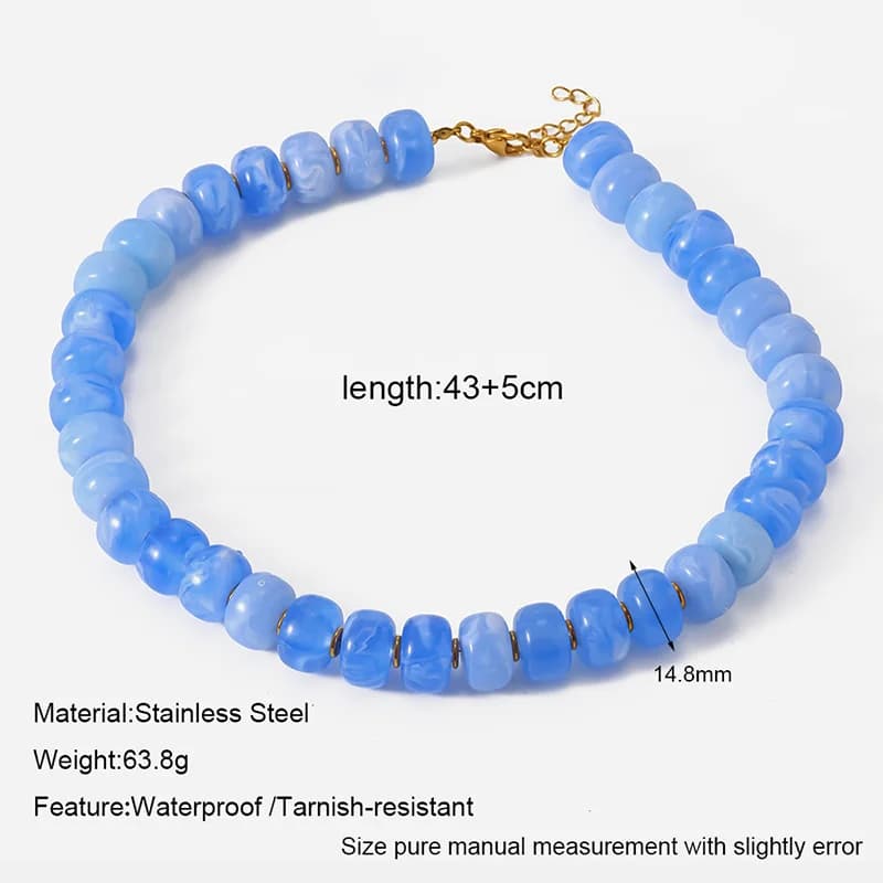 Rantai Leher Kolar Manik Resin Akrilik