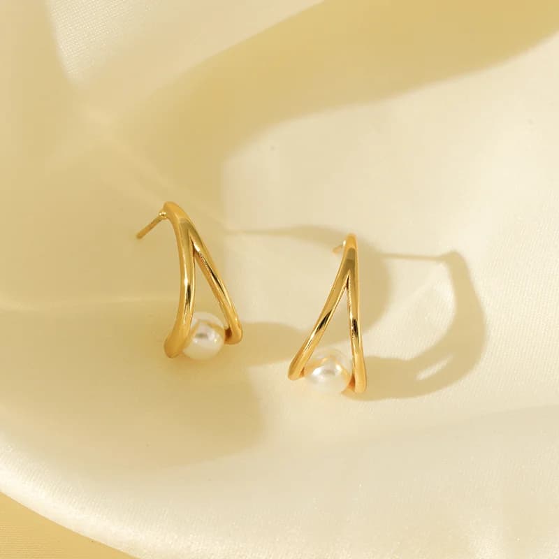 Anting-Anting Mutiara Kreatif, Berlapis Emas 18K