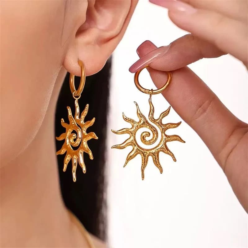 Anting-Anting Gantung Matahari, Bulan & Hati, Keluli Tahan Karat