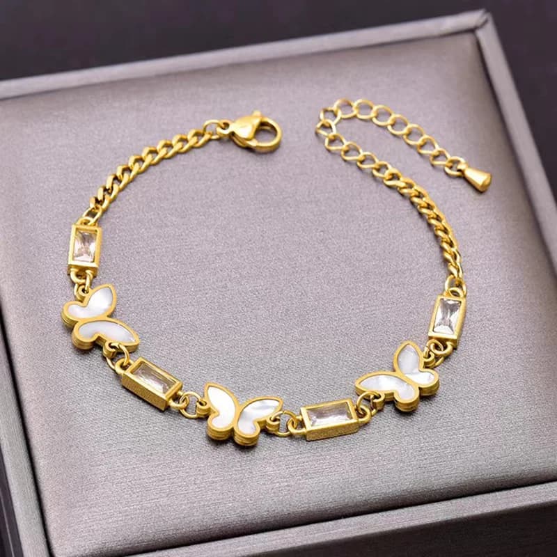 Gelang Tangan Rantai Kupu-kupu Zirkonia Kubik