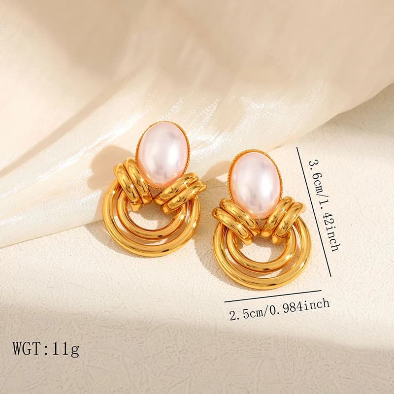 Anting-anting Stud Zirkon Berbentuk C Geometri