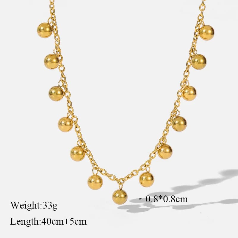 Rantai Leher Choker Loket Bola Manik Emas