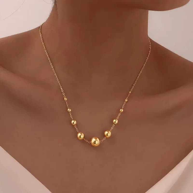 Rantai Kalung Manik Emas Tebal