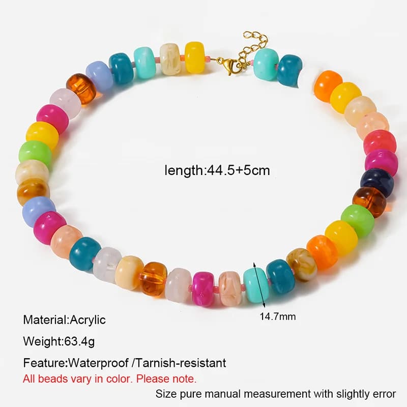 Rantai Leher Kolar Manik Resin Akrilik