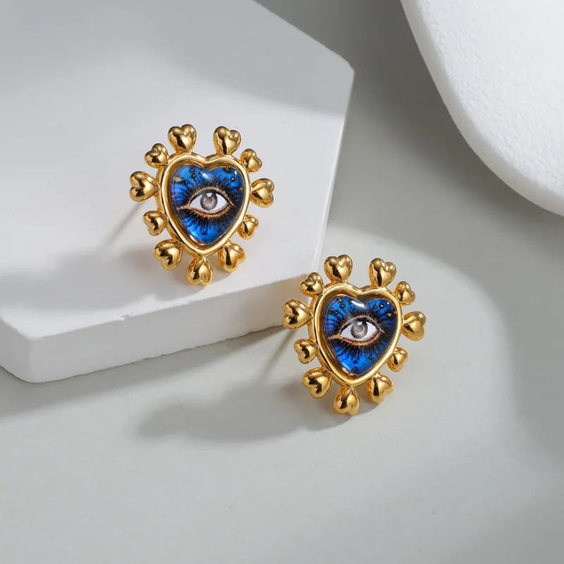 Set Barang Kemas Keluli Tahan Karat Mata Biru
