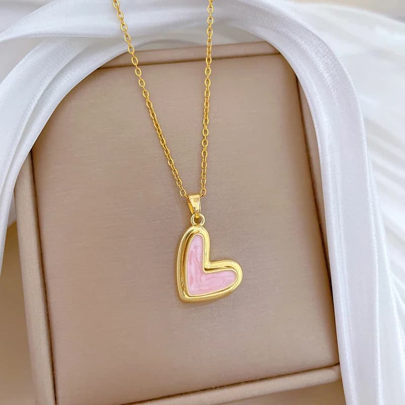 Kalung Loket Hati Pink Cinta
