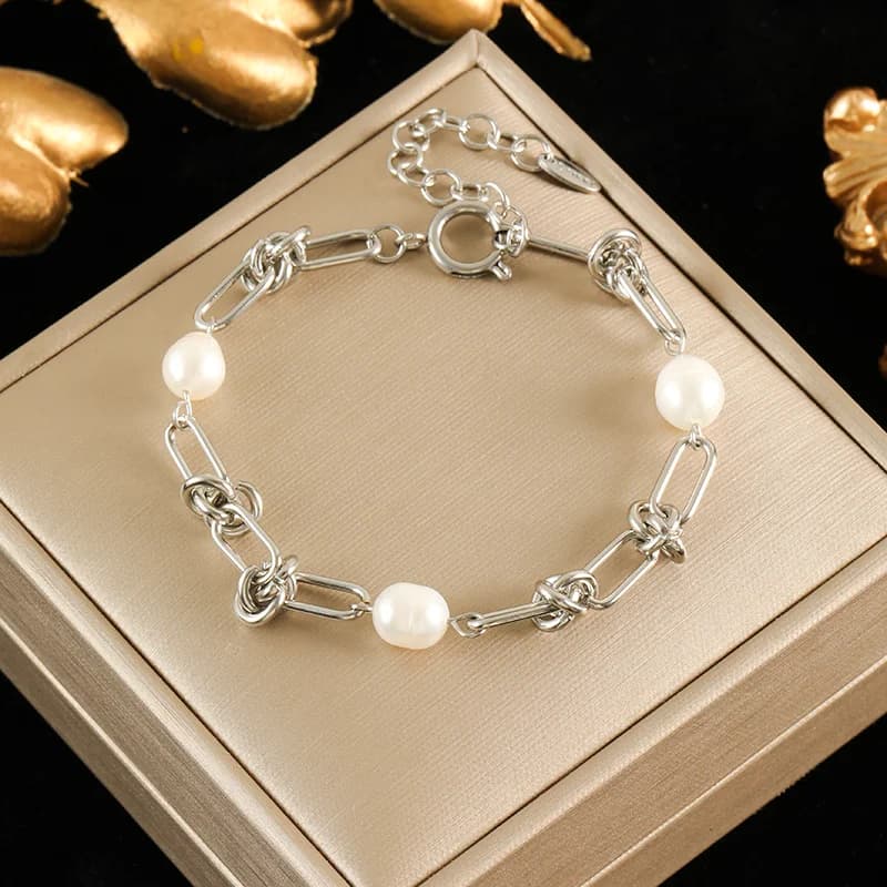 Gelang Bangle Rantai Berkilat Lebar, Warna Emas