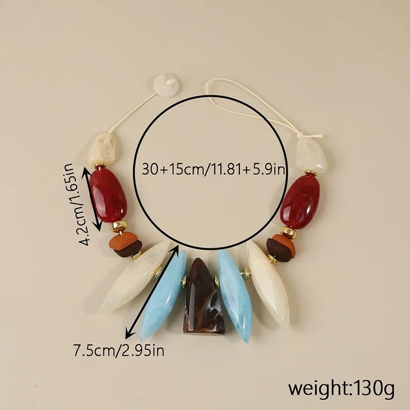 Kalung Choker Resin Bersaiz Besar Bentuk Tidak Sekata