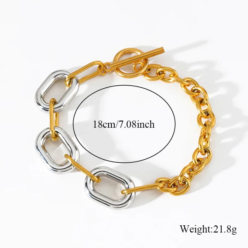 Gelang Rantai Link Warna Emas dan Perak