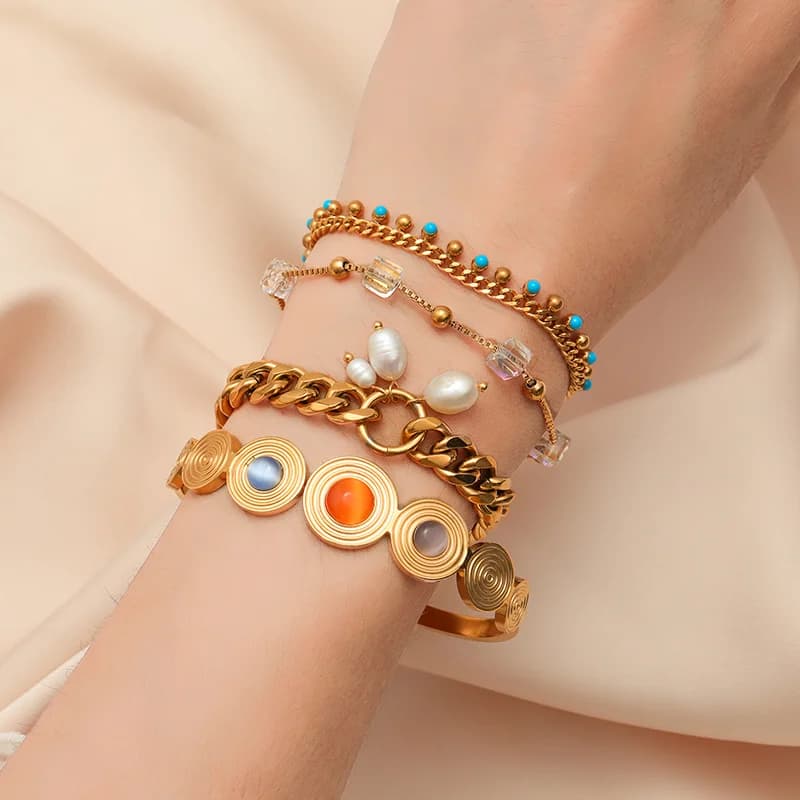Set Rantai Leher & Gelang Manik Biru