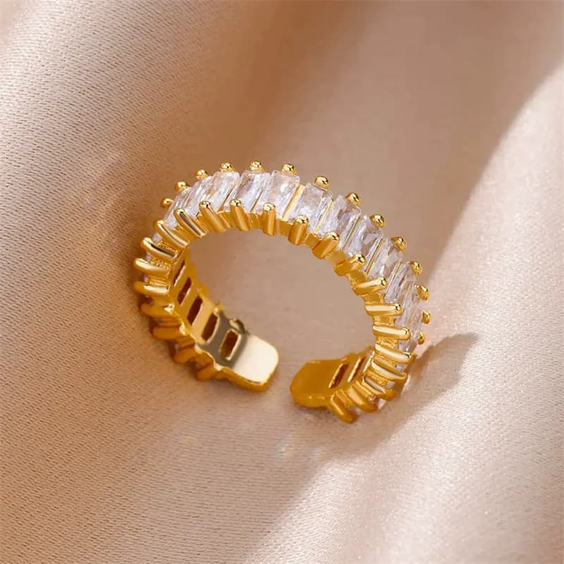 Cincin Boleh Laras Kubik Zirkonia Keluli Tahan Karat 316L