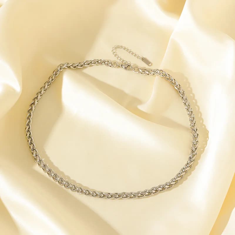 Kalung Rantai Warna Perak Keluli Tahan Karat 316L