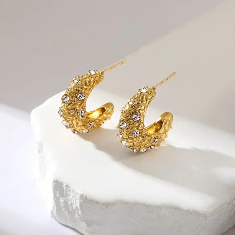 Anting-anting Bulat Hoop Keluli Tahan Karat Emas
