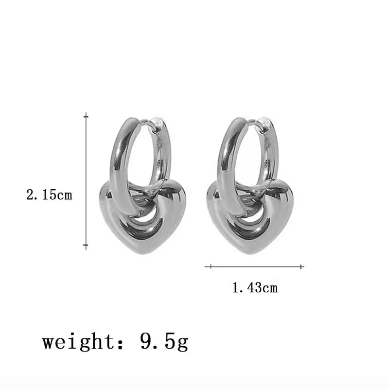 Anting-anting Gelang Bentuk Hati Warna Perak
