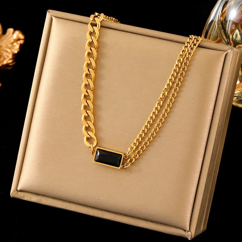 Set Kalung, Gelang dan Anting Kristal Zirkon Merah