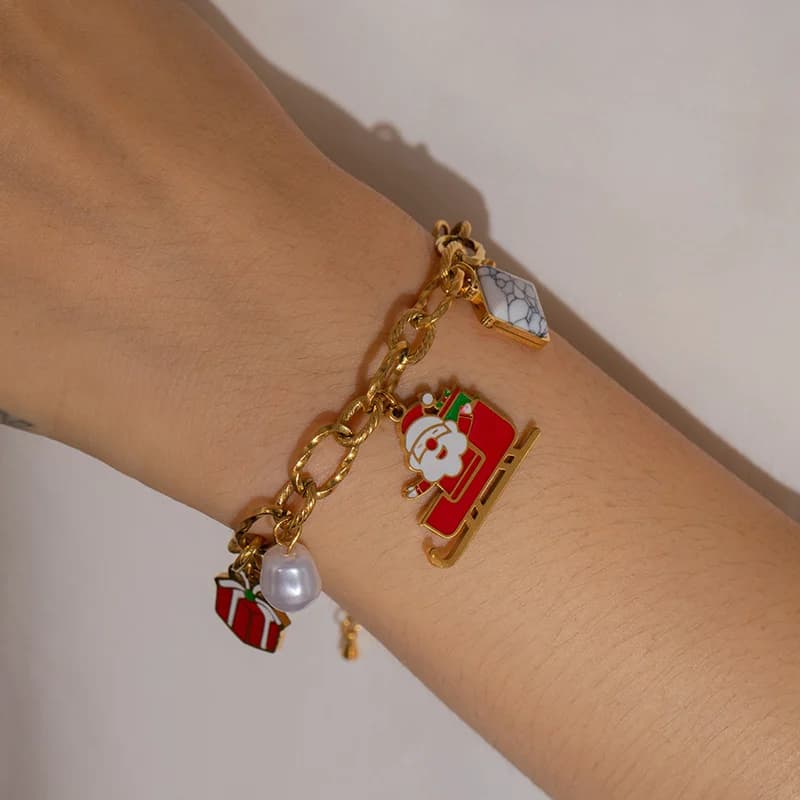 Gelang Loceng Orang Salji Keluli Tahan Karat