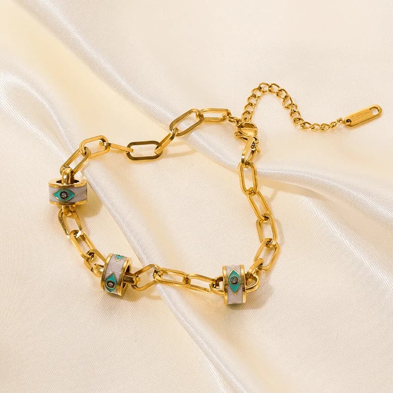 Gelang Pesona Bulatan Geometri Keluli Tahan Karat