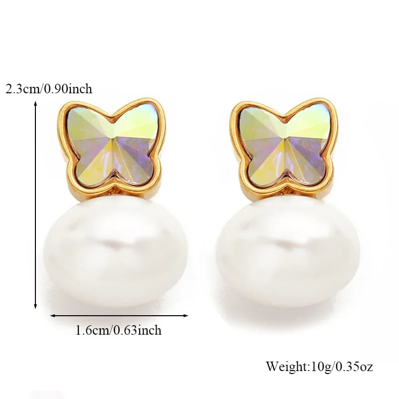 Anting-anting Stud Mutiara Kupu-kupu, Keluli Tahan Karat