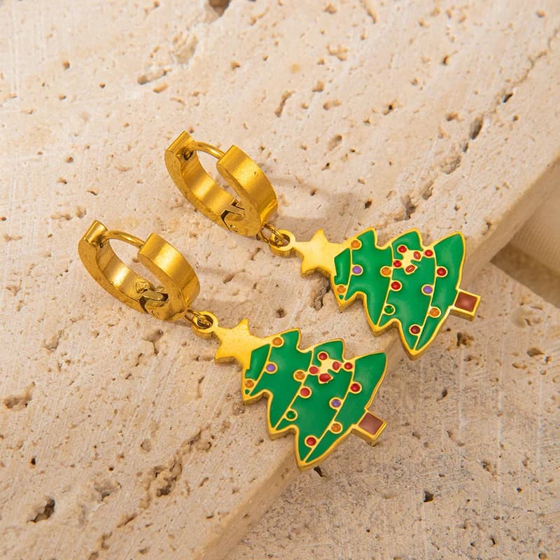 Anting-anting Jatuh Orang Salji Krismas Keluli Tahan Karat