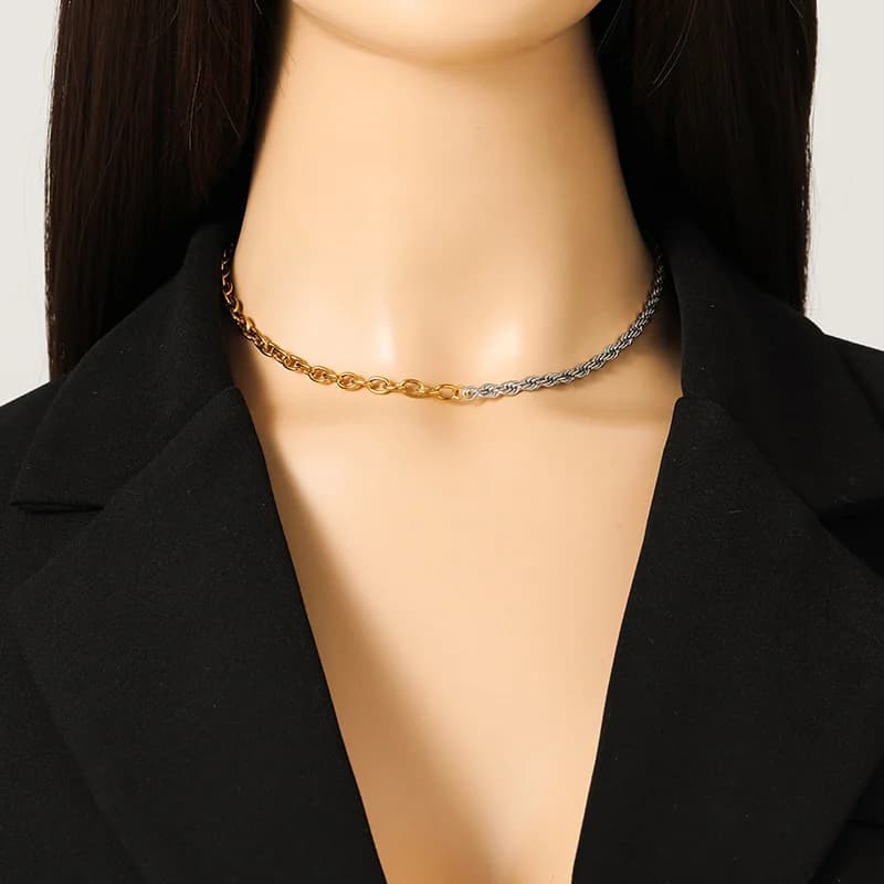 Set Kalung dan Gelang Rantai, Emas dan Perak