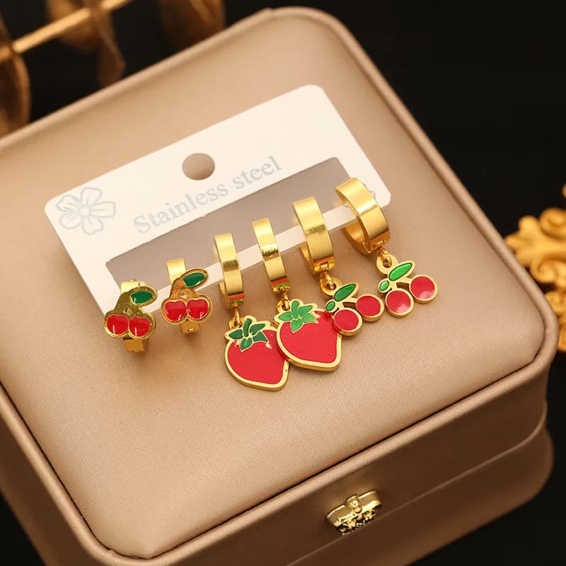 Set Anting-Anting Angka Romawi Bulat Hitam (3 Pasang)
