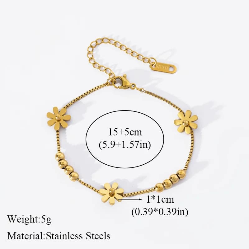 Gelang Bunga Warna Emas untuk Wanita dan Gadis