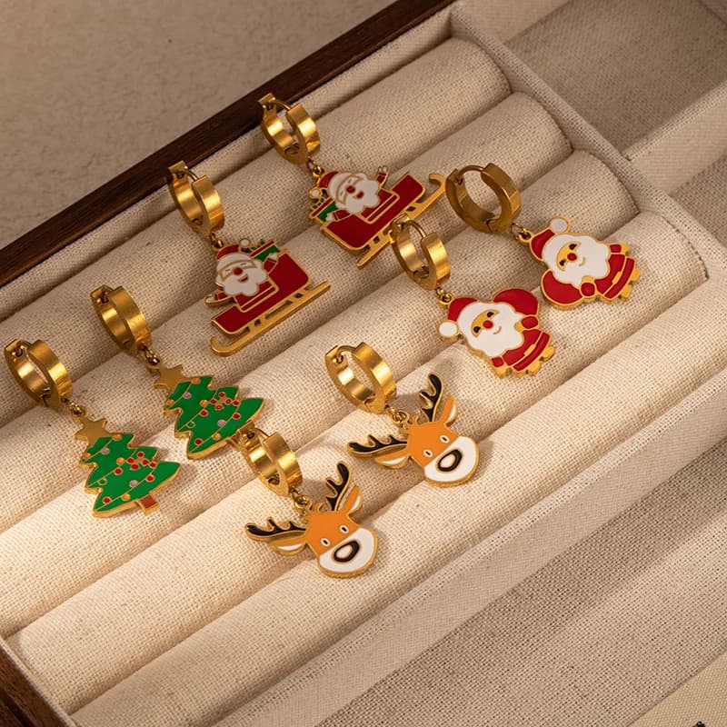 Anting-anting Gantung Orang Salji dan Rusa Krismas