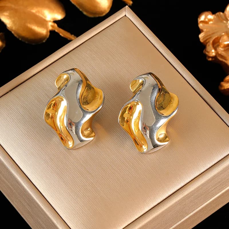 Anting-anting Daun Rantai Juntai Logam, Salutan PVD 18K