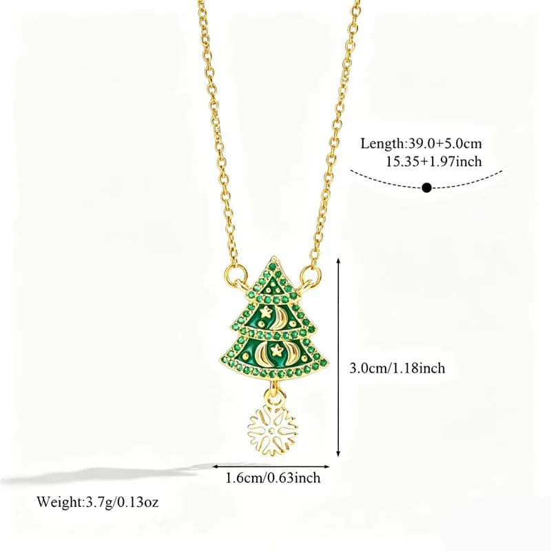 Kalung Loket Pokok Krismas dan Kepingan Salji