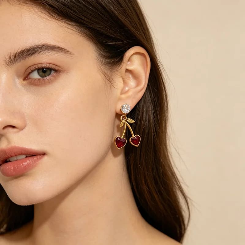 Anting-anting Stud Ceri Zirkonia, Keluli Tahan Karat Kalis Air